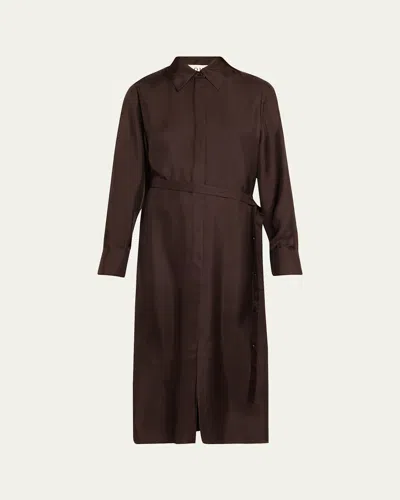Rohe Long-sleeve Deconstructed Silk Wrap Dress In Brown