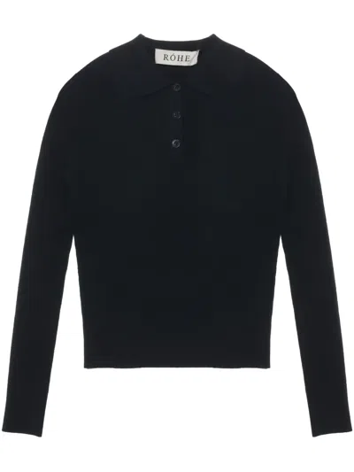 Rohe Long-sleeve Polo Shirt In 黑色