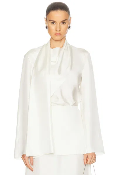 Rohe Long Sleeve Silk Foulard Top In Cream