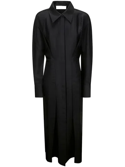Rohe Long-sleeve Silk Shirt Dress In Black