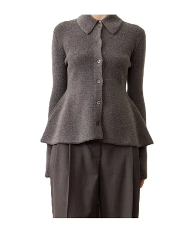 Rohe Long-sleeved Knitted Cardigan In Gray