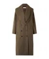 Rohe Double-breasted Scarf-detailed Layered Wool Coat In Brown