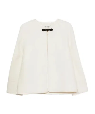 Rohe Róhe Long-sleeved Crewneck Cardigan In White
