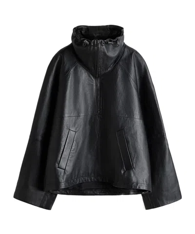 Rohe Long-sleeved Leather Jacket In Black