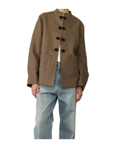 Rohe Róhe Long-sleeved Mandarin Jacket In Brown