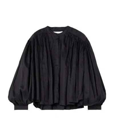 Rohe Gathered Ramie-voile Blouse In Black