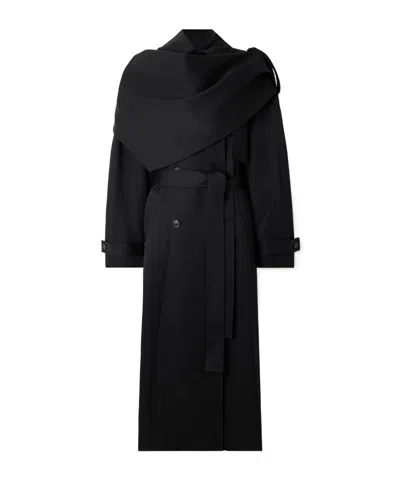 Rohe Scarf-effect Wool Trench Coat In Black