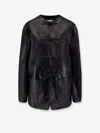 Rohe Black Jacket With Front Toggle Closure In Leather Woman In Black
