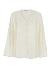 Rohe White Blouse With V Neck And Toggle Closure On The Front In Silk Woman In White