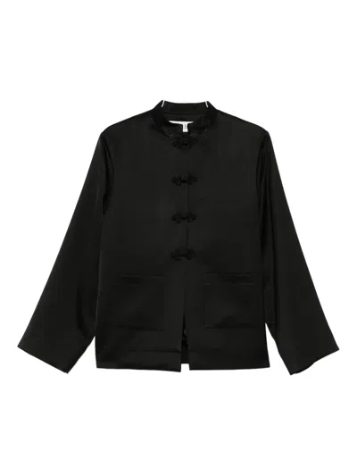 Rohe Mandarin-collar Satin Jacket In Black
