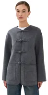 Rohe Mandarin Double Faced Wool Jacket Mid Grey Melange In Gray