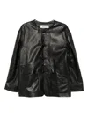 Rohe Black Jacket With Front Toggle Closure In Leather Woman In Black