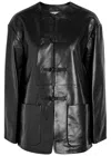 Rohe Black Jacket With Front Toggle Closure In Leather Woman In Black