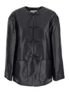 Rohe Black Jacket With Front Toggle Closure In Leather Woman In Black
