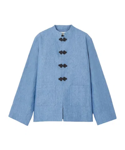 Rohe Mandarin Linen Jacket In Blue
