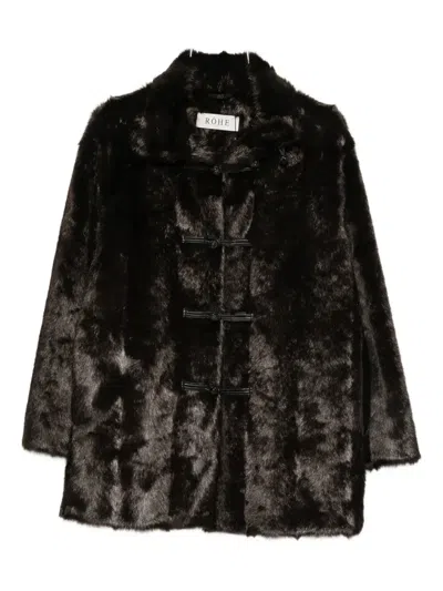 Rohe Mandarin-style Faux-fur Coat In Black