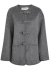 Rohe Mandarin Double Faced Wool Jacket Mid Grey Melange In Gray