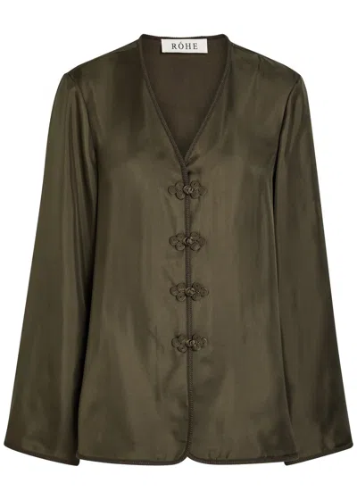 Rohe Mandarin-closure Silk Top In Green