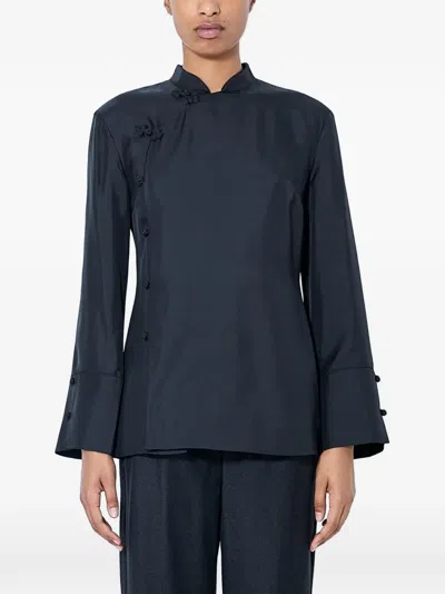 Rohe Mandarin-collar Asymmetric Shirt In Blue
