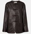 Rohe Mandarin Leather Jacket In Brown