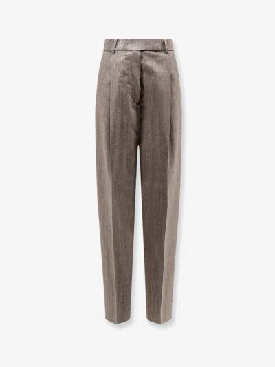 Rohe Mélange Wool And Viscose Trousers In Brown