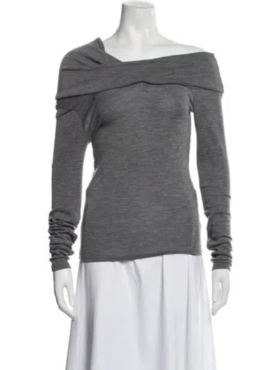Pre-owned Rohe Merino Wool Off-the-shoulder Top In Grey