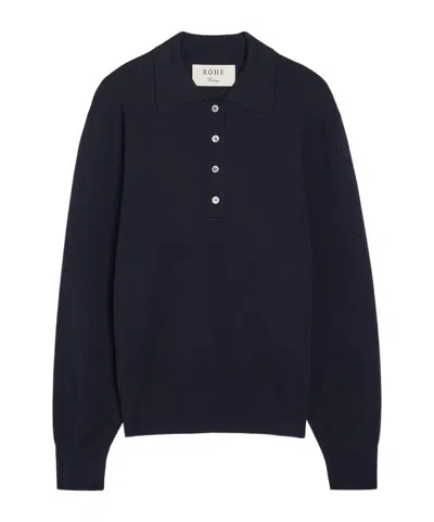 Rohe Merino Wool Polo Jumper In Black