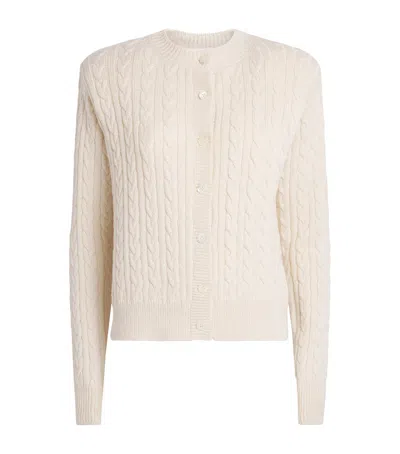 Rohe Róhe Merino Wool-cotton Cable Knit Cardigan In White