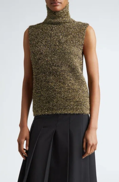 Rohe Róhe Metallic Sleeveless Turtleneck Sweater In Gold