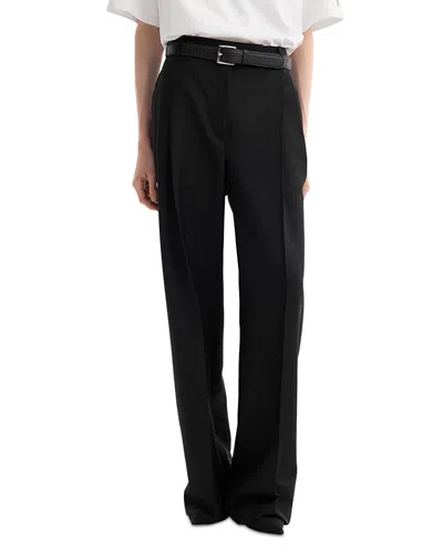 Rohe Mid Rise Pleated Front Pants In Black