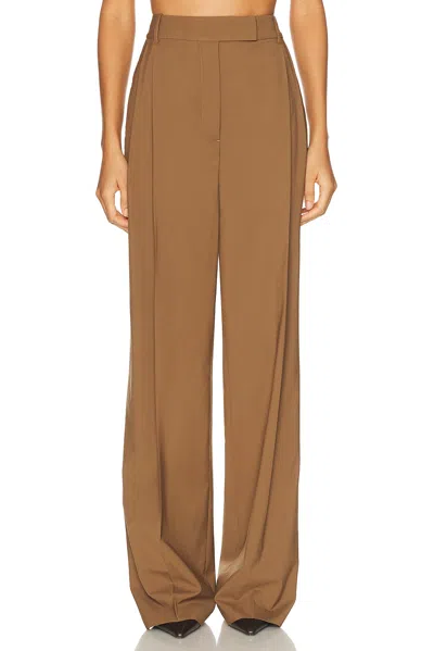 Rohe Mid Waist Tailored Trouser In Brown