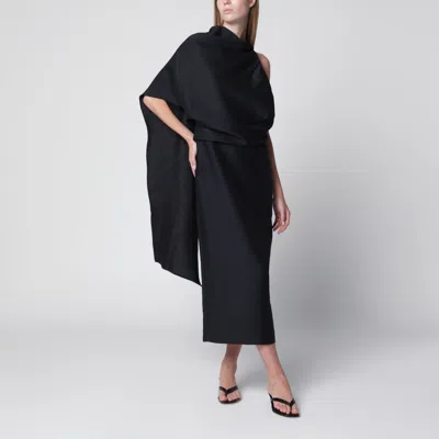 Rohe Róhe Midnight Blue One-shoulder Midi Dress In Black