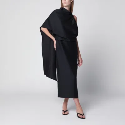 ROHE RÓHE MIDNIGHT BLUE ONE-SHOULDER MIDI DRESS