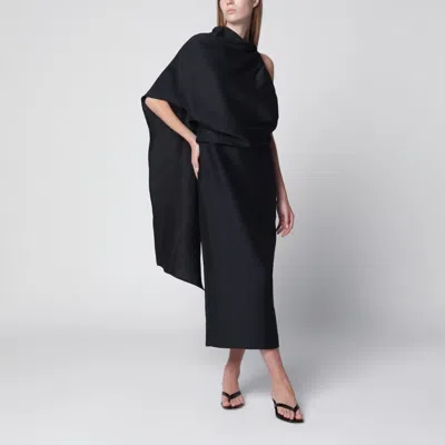 ROHE RÓHE MIDNIGHT BLUE ONESHOULDER MIDI DRESS