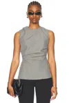 Rohe Mini Check Cowl Neck Top In Cream & Black Small Check