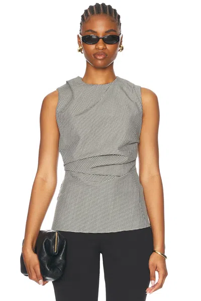 Rohe Mini Check Cowl Neck Top In Cream & Black Small Check