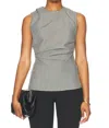 Rohe Mini Check Cowl Neck Top In Gray