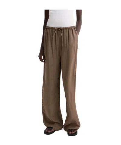 Rohe Mini-check Drawstring Trousers In Brown