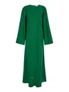 Rohe Green Long Crewneck Dress In Silk Woman In Green