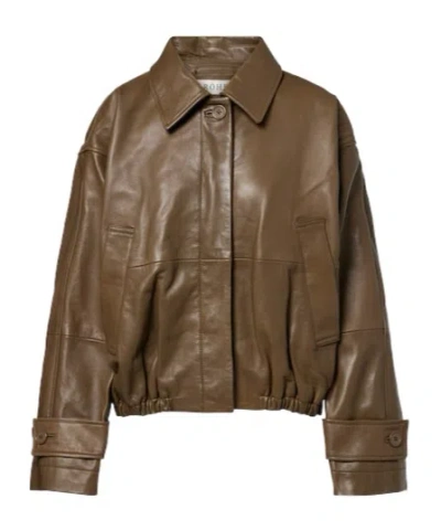 Rohe Minimalist Leather Jacket In Brown