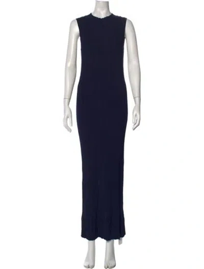 Pre-owned Rohe Mock Neck Long Dress In Blue