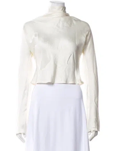 Pre-owned Rohe Mock Neck Long Sleeve Top In White