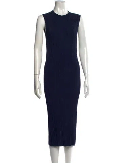 Pre-owned Rohe Mock Neck Midi Length Dress In Blue