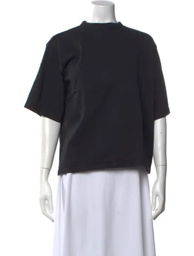 Pre-owned Rohe Mock Neck Short Sleeve Top In Black