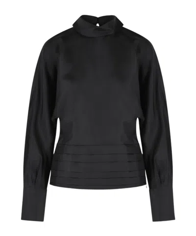 Rohe Tuxedo Reversed-collar Silk Top In Black
