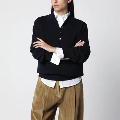 Rohe Róhe Navy Blue Merino Wool Polo Shirt