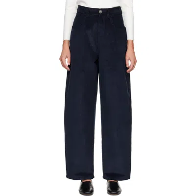 Rohe Navy Bruun Signature Baggy Corduroy Trousers In Blue