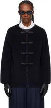 Rohe Mandarin Double-faced Wool Jacket Navy In Black