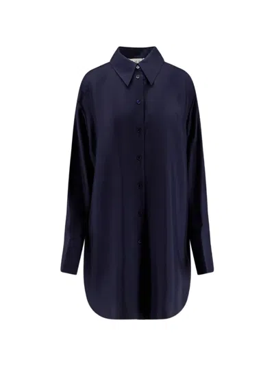 Rohe Róhe Navy Silk Shirt In Blue