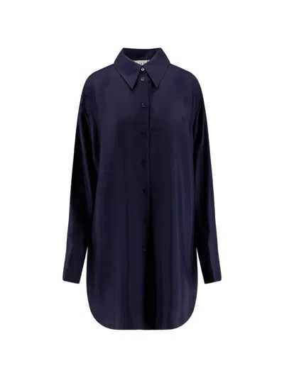 Rohe Róhe Navy Silk Shirt In Blue